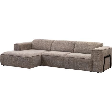 Canapé d'angle gauche en tissu chiné taupe TEJAMI (1/5)