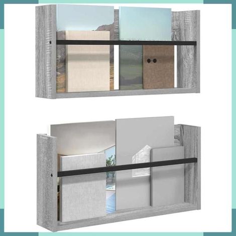 Étagère à magazines - 890799 - Gris Sonoma - Bois d'ingénierie - 2 étagères (1/5)