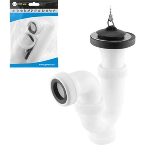 Siphon Courbé Extensible S/Horizontal + Réducteur + Vanne Lavabo-Bidet, GENIL.