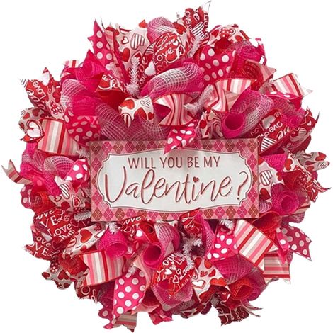 Guirlande En Forme De Coeur - Panneau En Bois Avec Mot LOVE - Pour Porte D'Entrée Intérieure Ou Extérieure - Diamètre 43 Cm - Décoration De Saint-Valentin (1/5)