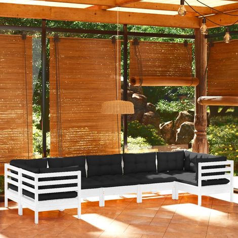 7-tlg. Garten-Lounge-Set mit Kissen Weiß Kiefernholz vidaXL (1/5)