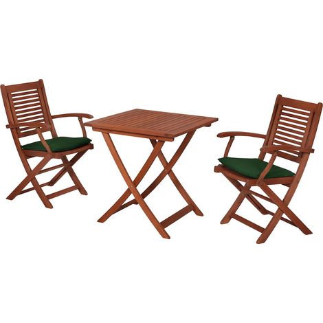 Cordoba Set 3tlg Eucalyptus Klapptisch, 70 x 70 cm