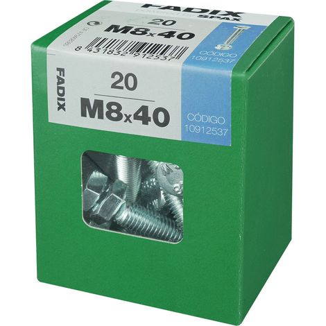 Caja l 20 unid. tornillo metrica cab hex+tuerca cinc m 8x40mm fadix (1/2)