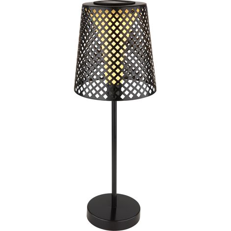 Große Solar Tischleuchte, Metall schwarz mit Musterstanzungen Höhe 50cm (1/5)