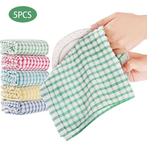 Lot de 5 torchons de cuisine en coton pour laver la vaisselle, torchons pour le nettoyage de la maison (1/5)