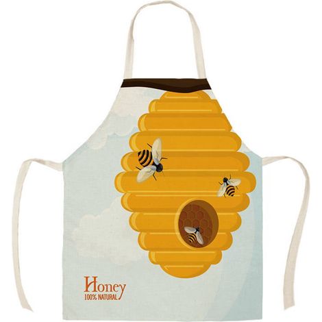Tablier Sans Manches - Lin Coton - Imprimé Festival - Cuisine Jardin Barbecue Salon De Beauté - 68 x 55 cm - 1 Pièce (1/5)