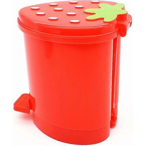 Niedlicher, kleiner, erdbeerförmiger Tischabfalleimer mit Ständer. – 10,5 x 9 x 9 cm – Rot (1/3)