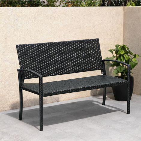 Fauteuil coloris noir en pE Polyrattan acier 122 x 60 x 85 cm (1/5)