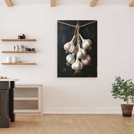 Wandbild Hängender Knoblauch Gemüse 60x90 (1/4)
