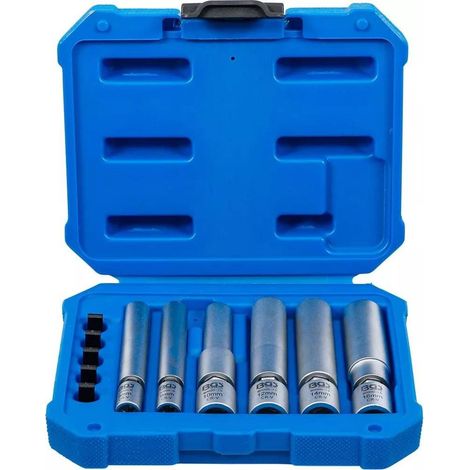 Jeu de Douilles à Cardan pour Bougies de Préchauffage et d'Allumage - 11 pcs 6,3 mm (1/4) et 10 mm (3/8) - Tailles 8-9 - D-Work