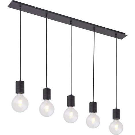 Suspension rectangulaire 4 ampoules en métal design industriel HERMINE (1/2)