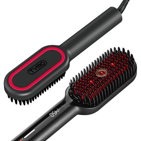TYMO Brosse Lissante Ionique Cheveux - TYMO Ionic Plus Lisser Cheveux Professionnel, Coiffage Rapide, 16 Temperatures, 80-230 C, Ecr