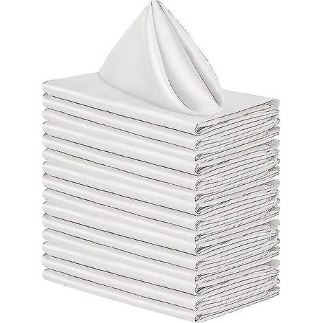 Lot de 12 serviettes de table en satin de 43 x 43 cm, réutilisables, pour mariage. (1/5)