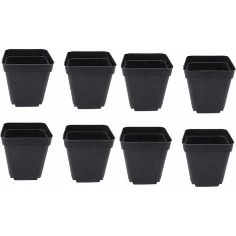 Set di 50 secchielli neri per semina – Vasi quadrati in plastica – Vasi piccoli per interni ed esterni (Nero/6,5 x 5 x 6,5 cm) -Crezuo