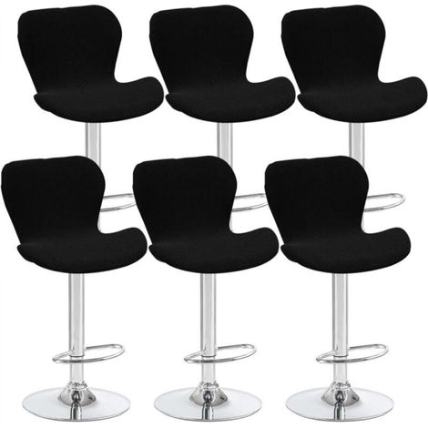 Set of 6 black curved swivel stool covers, 40 x 30 x 30 cm, low back bar chair covers, suitable for counters, bars and kitchens (1/5)