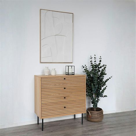 Commode d'entrée 4 tiroirs effet rainuré ASSENS (1/5)