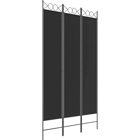 Paravent Cloison de séparation 3 panneaux, Pour Jardin, Balcon, Terrasse Noir 120x220 cm Tissu OIB5337E (1/5)