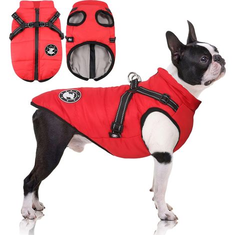 Manteau Chien Hiver Manteau pour Chien avec Harnais, Veste Imperméable pour Chiens de Petite Moyenne et Grande Taille, Lavable en Machine Bandes Réfléchissantes (1/5)