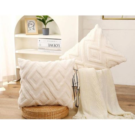 Taies d'oreiller - 45 x 45 cm - Motif damier doux - Taie d'oreiller décorative bohème - Housse de coussin - Pour canapé, lit, salon (1/5)