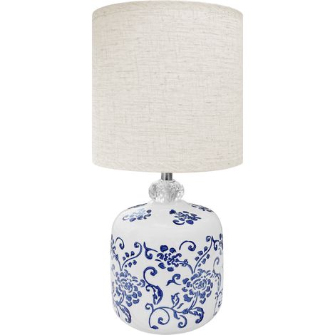 Lampada Moderna Da Comodino Con Decorazione Fiori Orientali Certificata RoHS In Ceramica Con Paralume 45W Scrivania Tavolo Abat Jour (1/5)