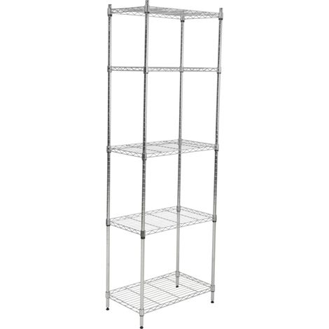 scaffale ad incastro easy system in metallo cromato 5 ripiani, 59x34x174 cm