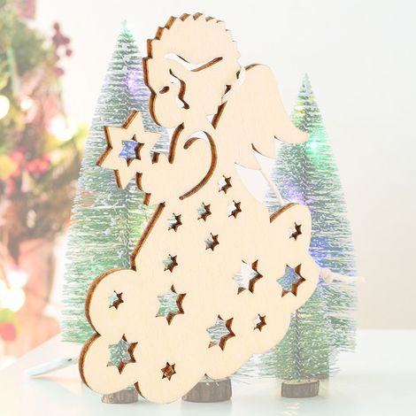 Ornements de sapin de Noël créatifs en bois sculpté et creux, pour la décoration de la maison, les projets de bricolage d'hôtel, les décorations de fêtes, les cadeaux, 20 pièces par paquet, ange creux