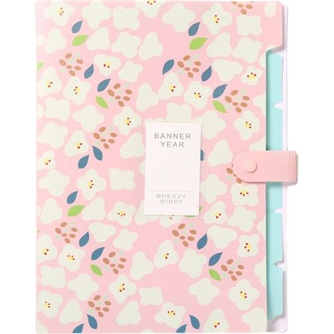 Dossier Accordéon - 6 Compartiments Extensibles - Papier A4 Et Letter - Imprimé Floral Rose - 1 Pièce (1/5)