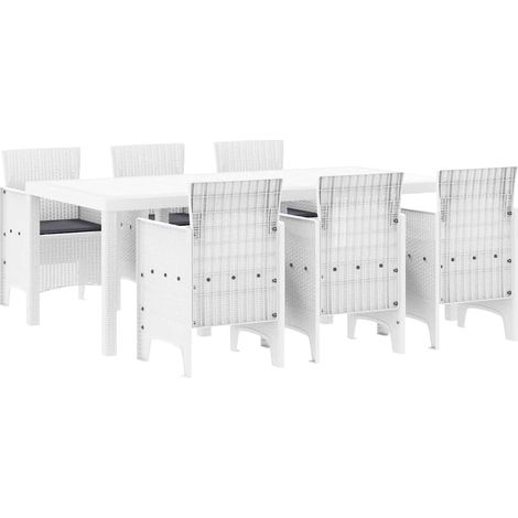 Maison Exclusive - Garten Essgruppe 7 pcs Weiß Polypropylen