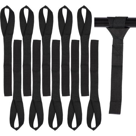 10 correas de amarre de bucle suave, 29,5 x 2,5 cm, para manillar de motocicleta, para motocicletas, bicicletas y coches, para transportar y asegurar la carga de coches y motocicletas (negro) (1/5)