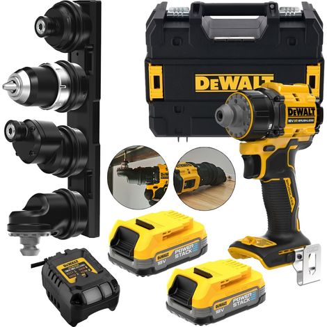 Dewalt 18v DCD803N XR Brushless 4 x Multi Head Drill 1/4"" Hex - 2 x Powerstack (1/5)