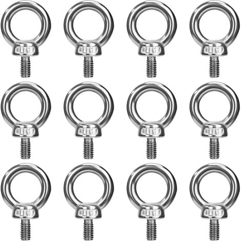 BRAVIX Boulons à Oeil M6 Anneau de Levage Boulon à œil Anneaux Filetage Vis en Acier Inoxydable 304 pour Fixer des Suspendus Relier 12 Pièces