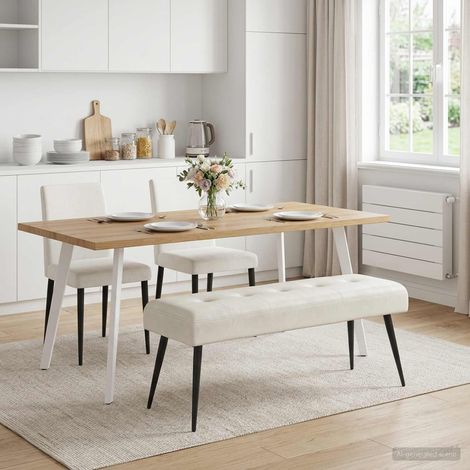 vidaXL Panchina con bottoni imbottiti Crema 110 x 40 x 46 cm Velluto