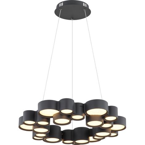 Pendelleuchte Wohnzimmerlampe Höhenverstellbar Anthrazit Acryl H 120 cm (1/5)