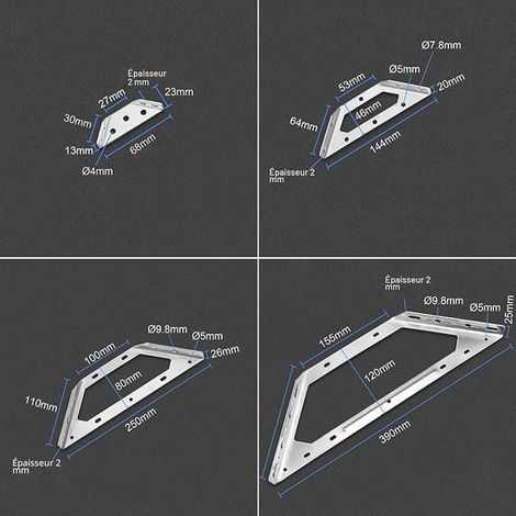 Corner Connector 50 x 50 mm Stainless Steel Triangular Connector for Wooden Shelf, Cabinet, Chair, Table, Door, Furniture (1/3)