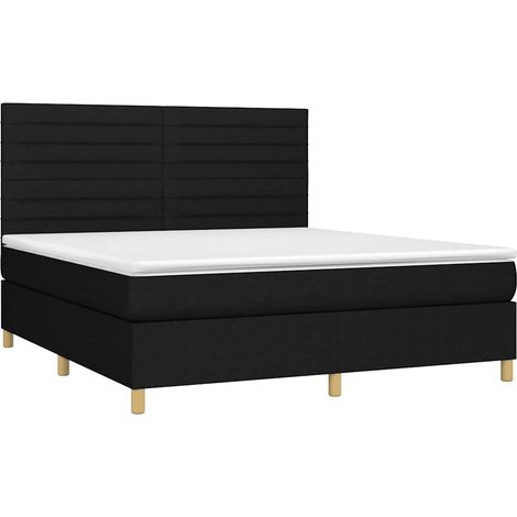 Box Spring Bed with Mattress&LED Black 180x200 cm Fabric vidaXL (1/4)