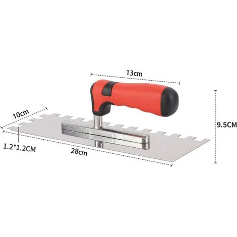 Truelle dentelée, truelle en acier inoxydable, outil de pose de carrelage, plaque de plâtre, truelle carrée rainurée pour maçonnerie