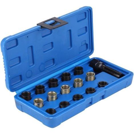 Kit Reparation Filetage Bougie 16 pièces Kit d\'outils de réparation de Filetage de Bougie d\'allumage, Taille du Filetage M14 x 1,25mm, Taille du taraud M16 x 1,25mm, avec étui Portable (1/4)