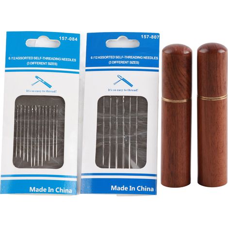 Aiguilles à coudre autofiletage en acier assorties pour travaux manuels avec étui de rangement (1/5)