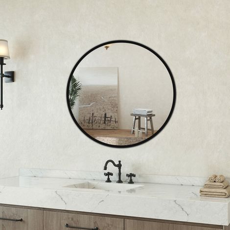 Specchio rotondo 50cm con cornice, adatto per soggiorno, camera da letto, bagno e molteplici scenari (1/3)