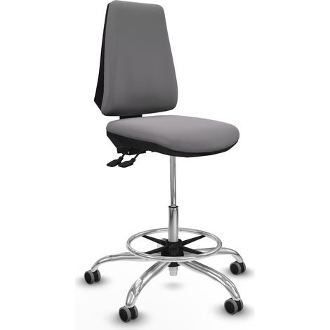 Taburete Elche AS similpiel gris base cromada ruedas 65mm engomadas