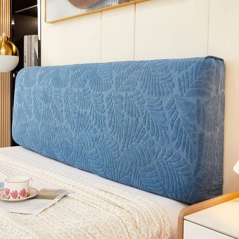 Funda elástica para cabecero de cama tamaño queen y king. Funda protectora curvada y a prueba de polvo para la decoración del dormitorio (azul. Se adapta a camas tamaño queen: 170-190 cm). (1/5)