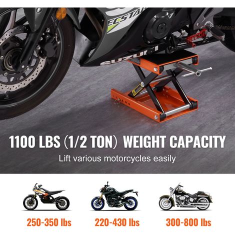 Cric de levage à ciseaux moto 499,5 kg plateforme large pour quad et moto (1/5)