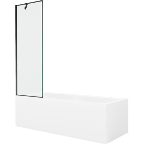 Mexen Cubik baignoire rectangulaire 170 x 70 cm avec habillage et paroi 1 volet 60 cm, motif noir - 550317070X9506007070 (1/5)
