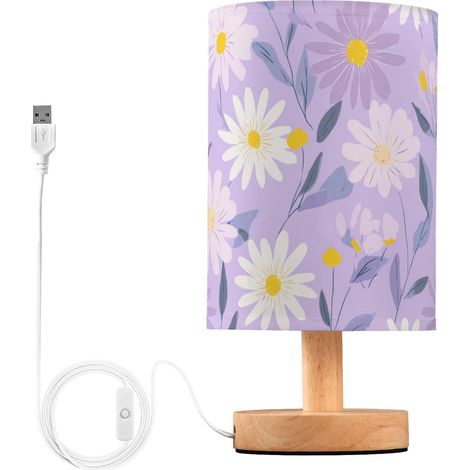 Lampe de table nuit tournesol pastel violet jaune chevet pour (1/5)