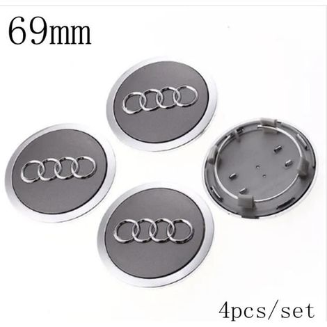 Lot de 4 caches central gris Audi jantes en alliage de 69 mm pour 4B0601170A S3 S4 A2 A3 A4 A6 A8 TT RS4 Q5 Q7 et autres modèles (1/4)