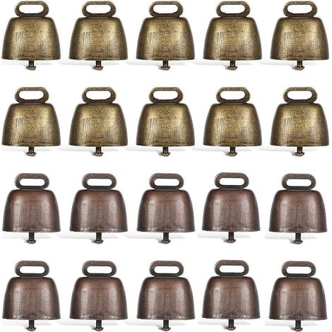 20 cloches de pâturage pour vaches et moutons en cuivre et laiton, cloches en bronze puissantes pour élevages bovins et caprins, longue portée, cloches pour chevaux et moutons en fer - JBMEDIA (1/4)