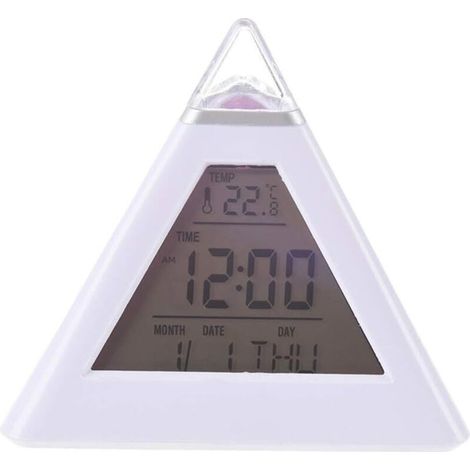 Réveil Pour Enfants - Horloge Led Numérique En Forme De Pyramide, Changement De 7 Couleurs, écran Clair Rétro-éclairé Et Fonction Snooze