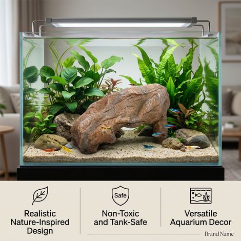 Cachette de reptile en résine réaliste, simulation de roche, cachette pour aquarium, décor de terrarium, type B (12 x 8,1 x 6 cm) (1/5)