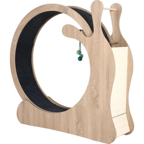 Ruota per gatti, struttura in legno, funzionamento silenzioso, naturale (1/2)