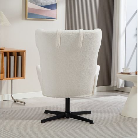 Fauteuil lounge en métal, blanc crème, pivotant 360°, 74 x 86,5 x 102 cm (1/4)